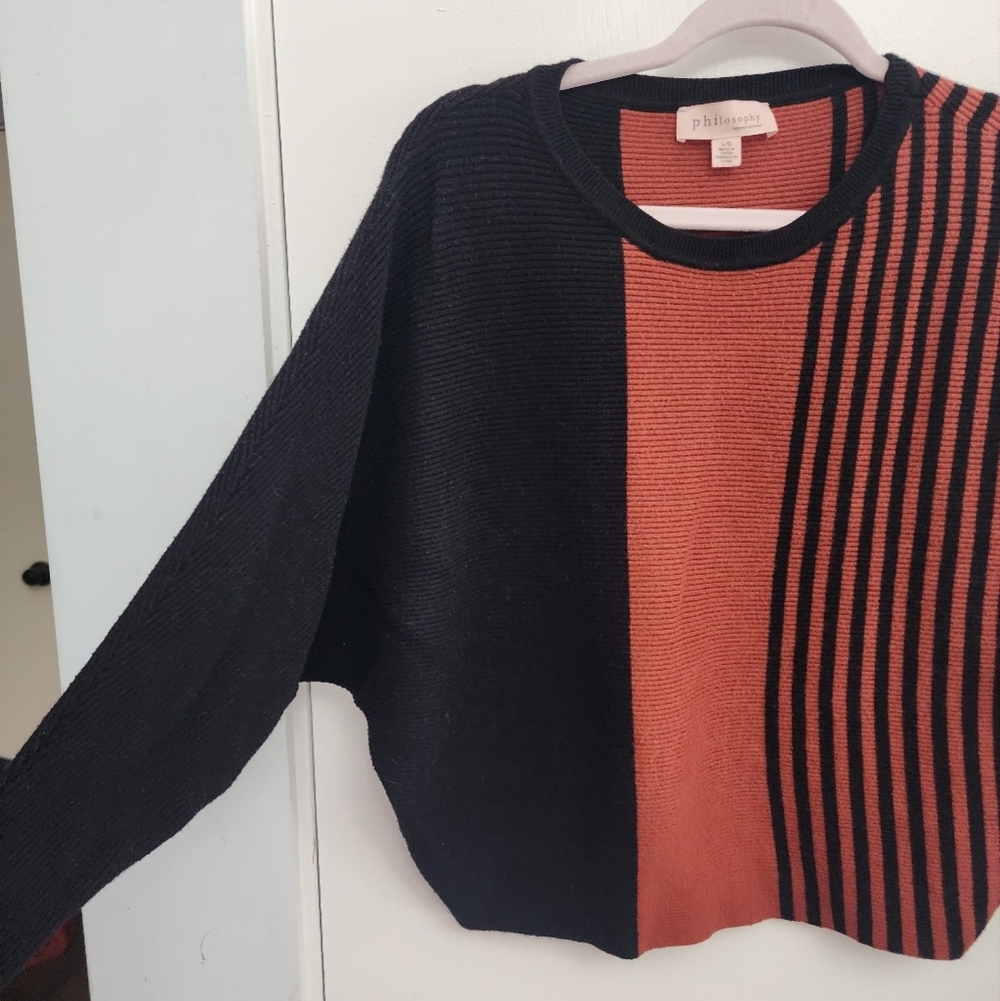 Philosophy Black and Brown Crew Neck Sweater with Modern Design - Picture 3 of 12